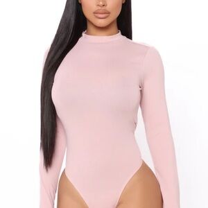 Elegant Pink Long Sleeve Blush Bodysuit (New with Tag)